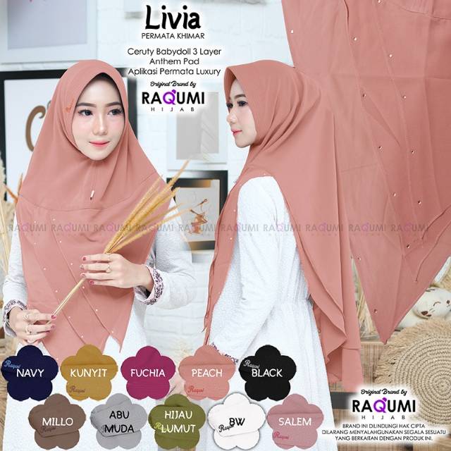 LIVIA ORIGINAL RAQUMI HIJAB | RAQUMI SOLO | Khimar Salem | Khimar Ceruty | Khimar Permata