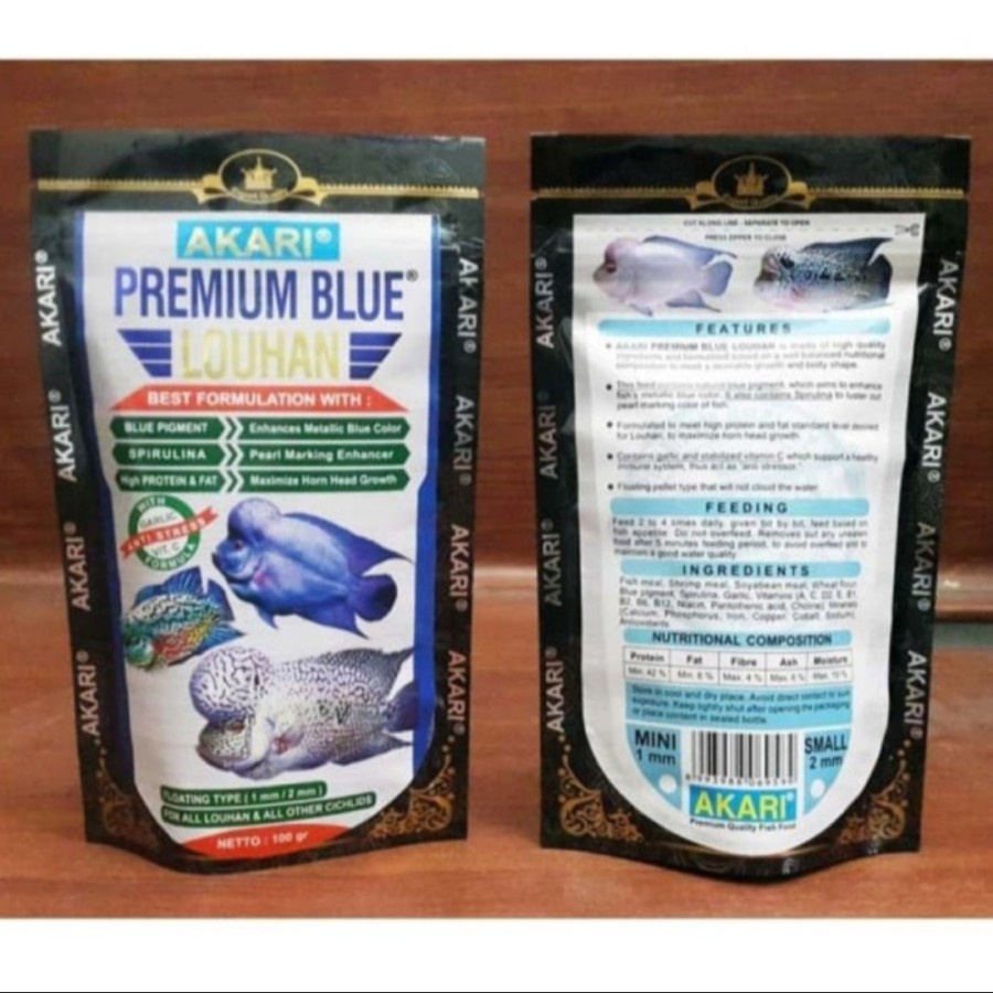 Akari Premium Blue LOUHAN - Pellet Pakan Makanan Ikan Pelet