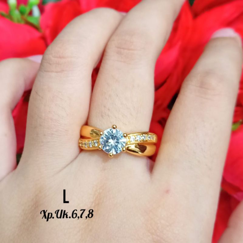 Cincin Dewasa permata zircon Gold&amp;Silver,perhiasan emas korea tidak karat *COD*