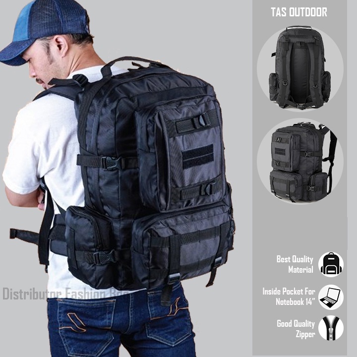 Backpack Semi Carrier Tas Ransel Gunung Army Ransel Taktikal Hitam 600