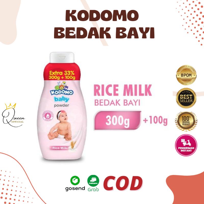 Kodomo Baby Powder Rice Milk - Bedak Bayi Pink 300+100gr