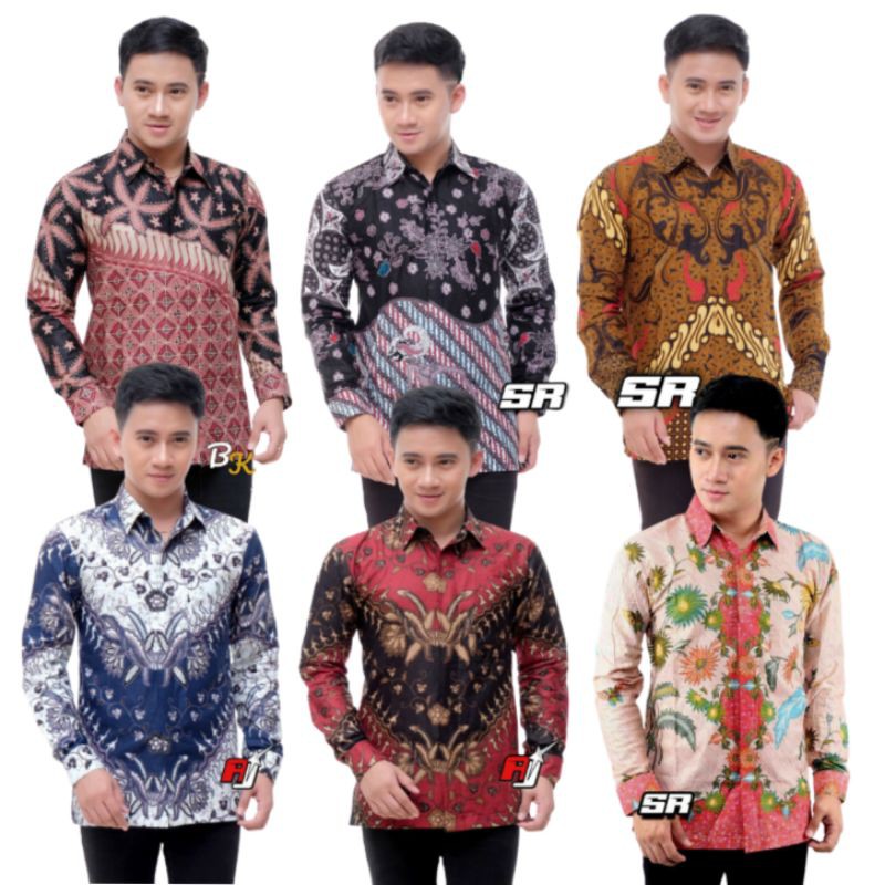 Batik Pria Lengan Panjang BATIK BERKAH HRB026 motif KERATONAN Kode 002 size M L XL XXL Reguler