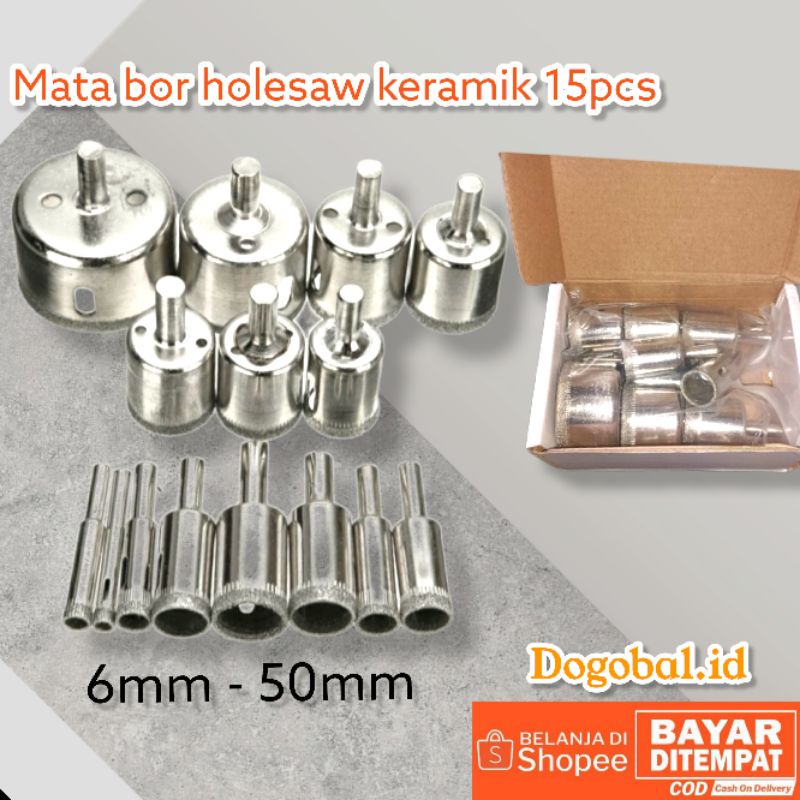 15 pcs Mata bor lubang keramik Mata bor lubang granit kaca Mata bor hole saw keramik Mata bor holesa
