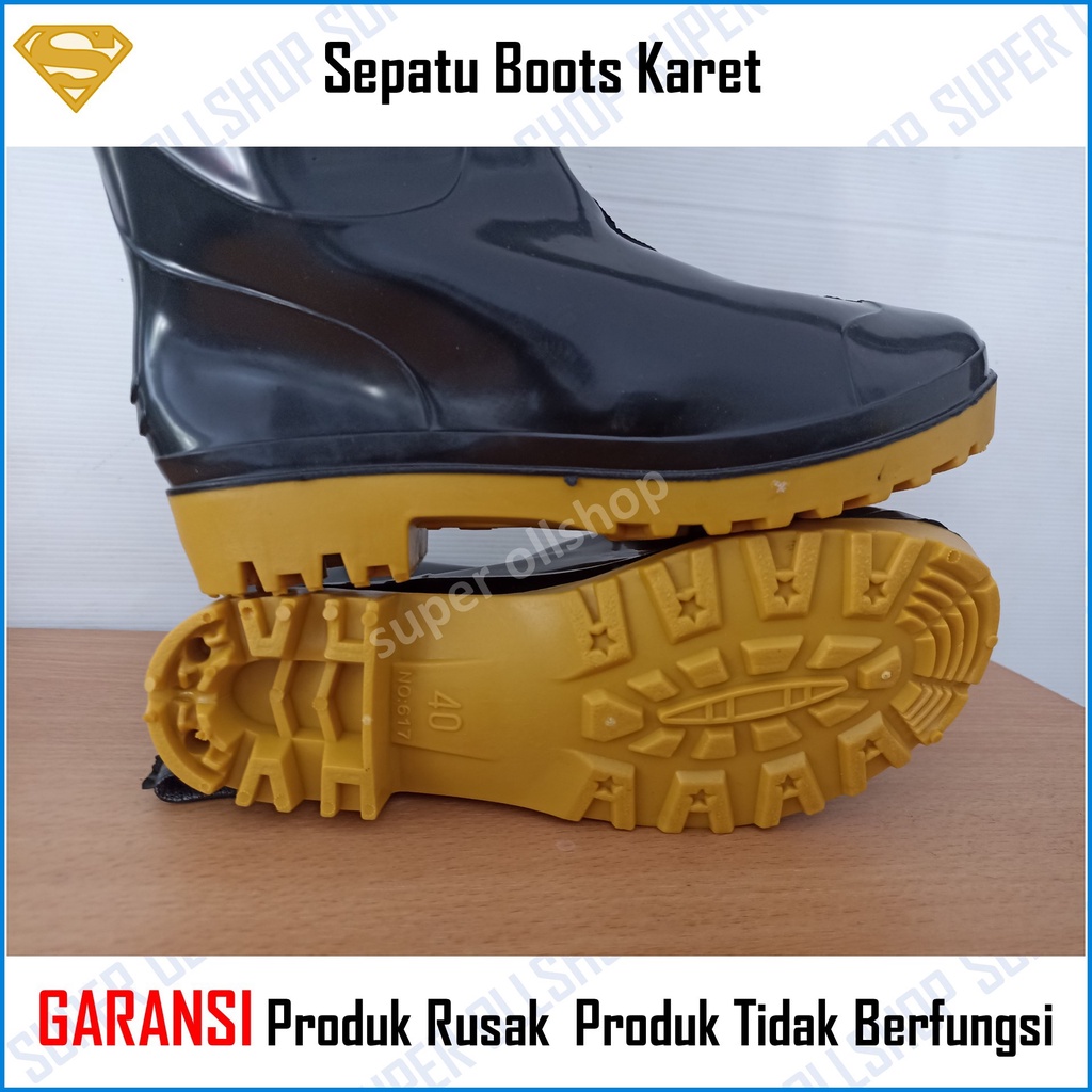 Sepatu Pria Safety Boot Bot But Boots Proyek Sawah Karet Hitam Tinggi Murah Lentur