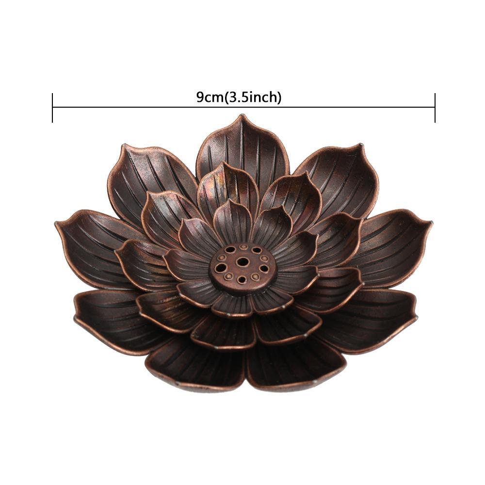 Populer Bunga Teratai Pedupaan Zinc Alloy 2in1 Lotus Buddhist Chinese Style Incense Stick Holder