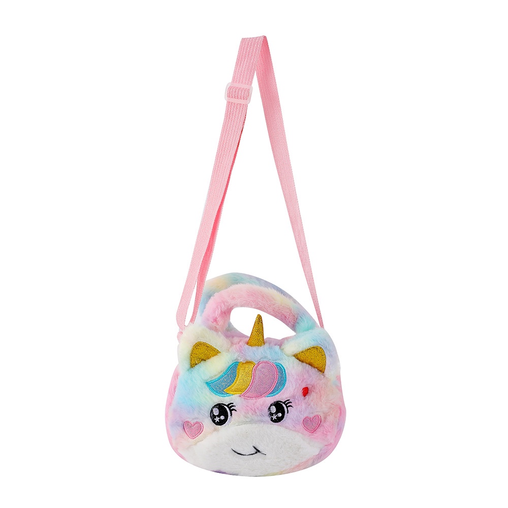 Sling Bag Unicorn Bulu tas Bahu anak Perempuan Motif Smile Tas Selempang jalan jalan kado ultah anak