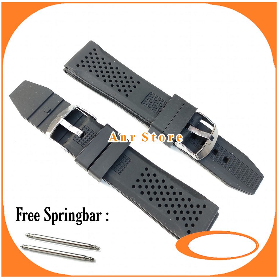 Tali Jam Tangan Karet 20 22 24 mm Motif Embos Free Pen