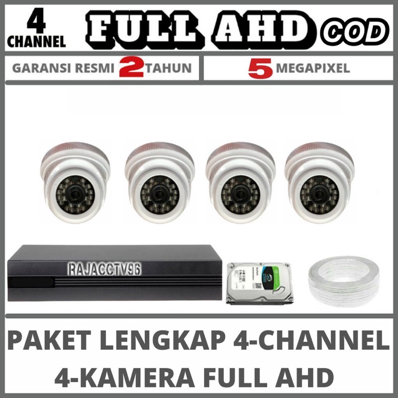 PAKET CCTV 4 CHANNEL 4 CAMERA FULL AHD 5MP IR SONY 1080P KAMERA CCTV