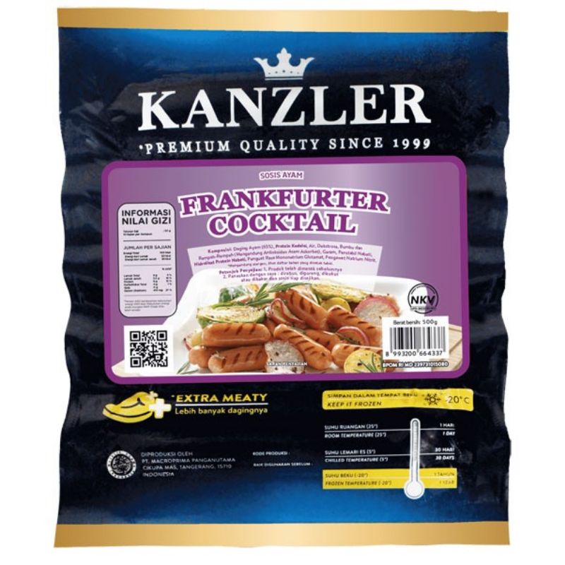 

Kanzler Sosis Frankfurter Cocktail 500gr
