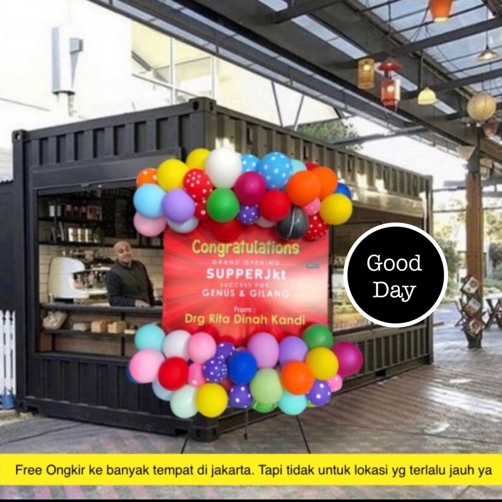 Papan Balon Good Day Ucapan Selamat Hadiah Happy Birthday Wedding Lamaran Anniversary Wisuda Ulang Tahun Peresmian Grand Opening Natal Karangan Balon Kembang Asli Plastik 100% Cantik