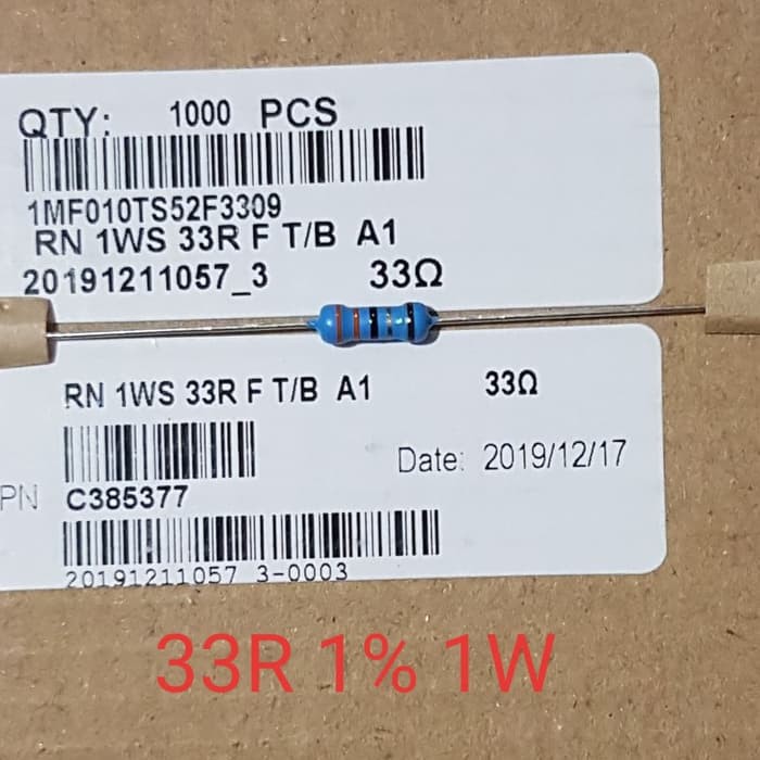 Resistor 33R 1% 1W MF Taiwan