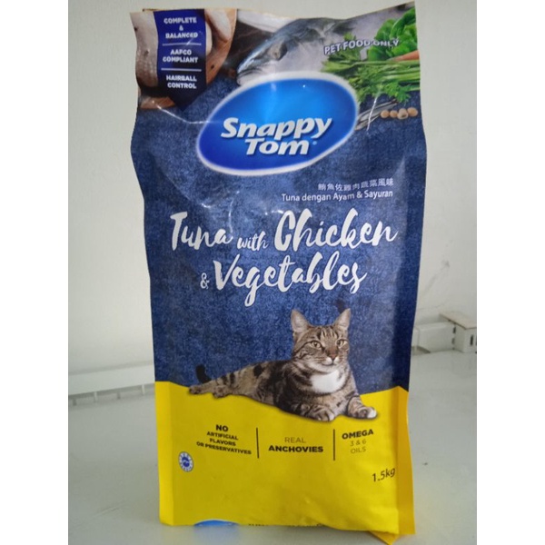 Snappy tom tuna chiken n vegetable makanan kucing fraspack 1,5 kg