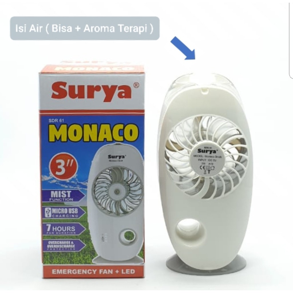 Surya Mnc Kipas Emergency / Kipas Angin Aromaterapi / Kipas Uap Air / Mini Fan