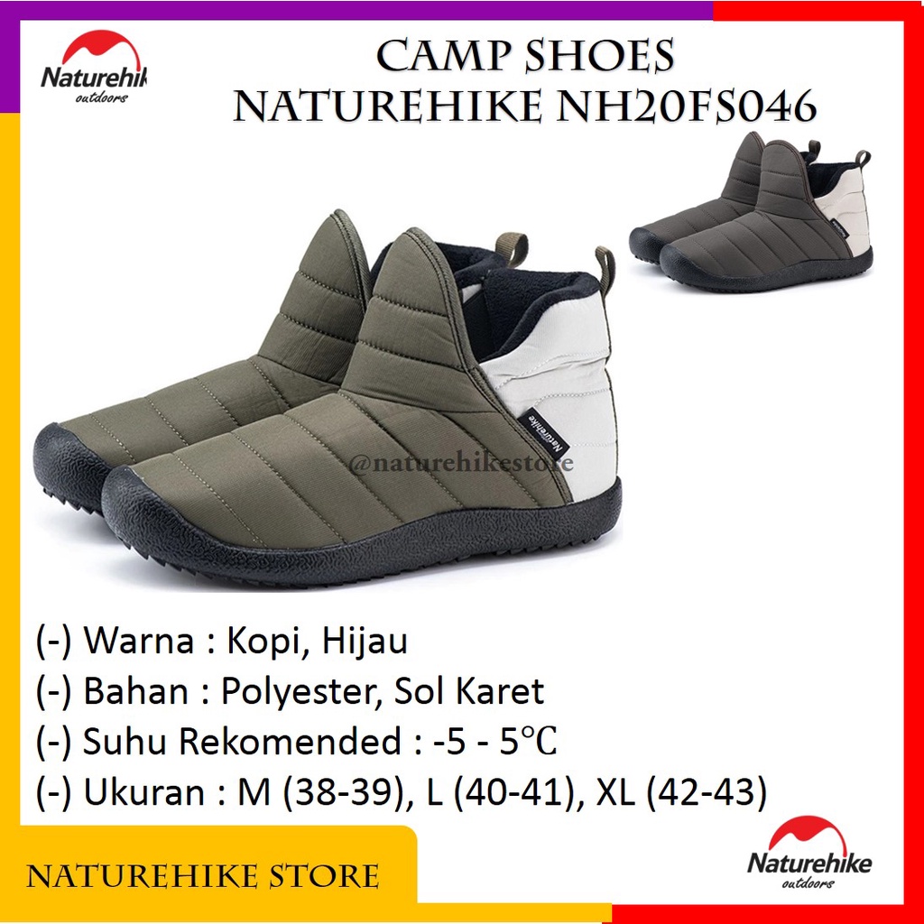 Camp Shoes Sepatu Camping Hiking Basecamp Polyester Waterproof Gunung Warm Hangat Naturehike NH20FS0