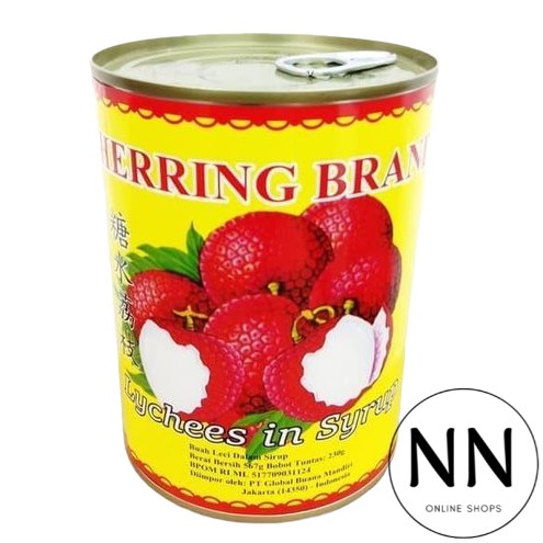 

LYCHEE KALENG IN SYRUP MEREK HERRING BRAND 567 GR / BUAH LECI KEMASAN