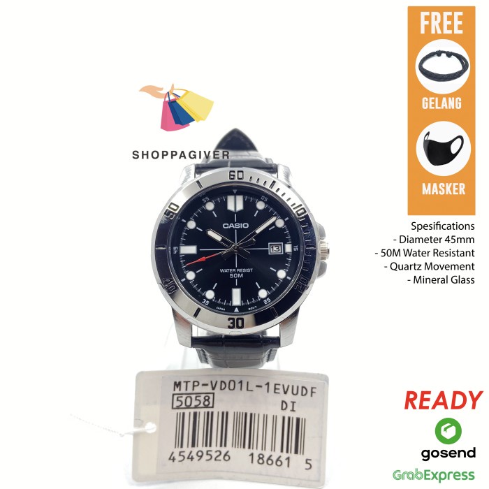 JAM TANGAN PRIA CASIO MTP-VD01L-1E / MTP-VD01L-1EVUDF ANALOG ORIGINAL BERGARANSI