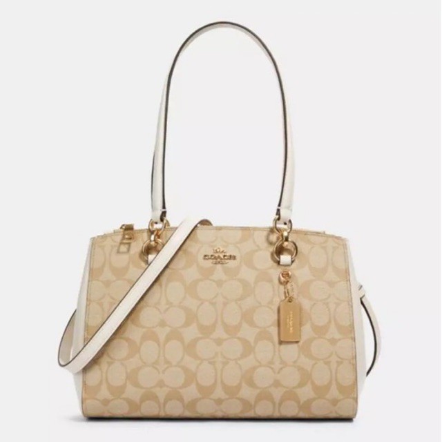 

coach etta carryall signature canvas white chalk