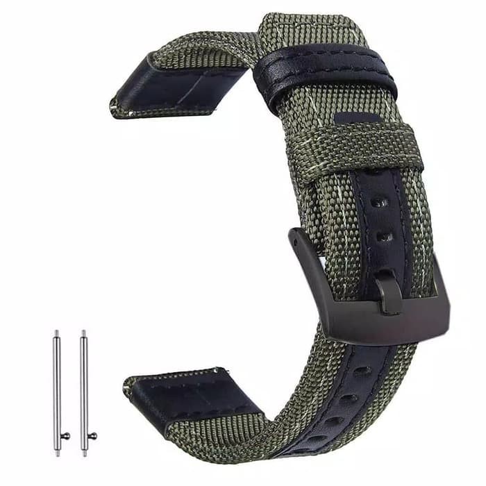 Strap Nylon Motif Kulit Samsung Galaxy watch 42mm ACTIVE 1 2 Tali jam - Hitam