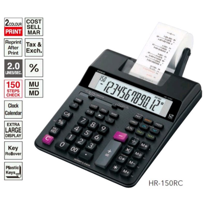 

Calculator Original CASIO HR-150RC - Hitam - Kalkulator Cetak/Kasir - 12 digit