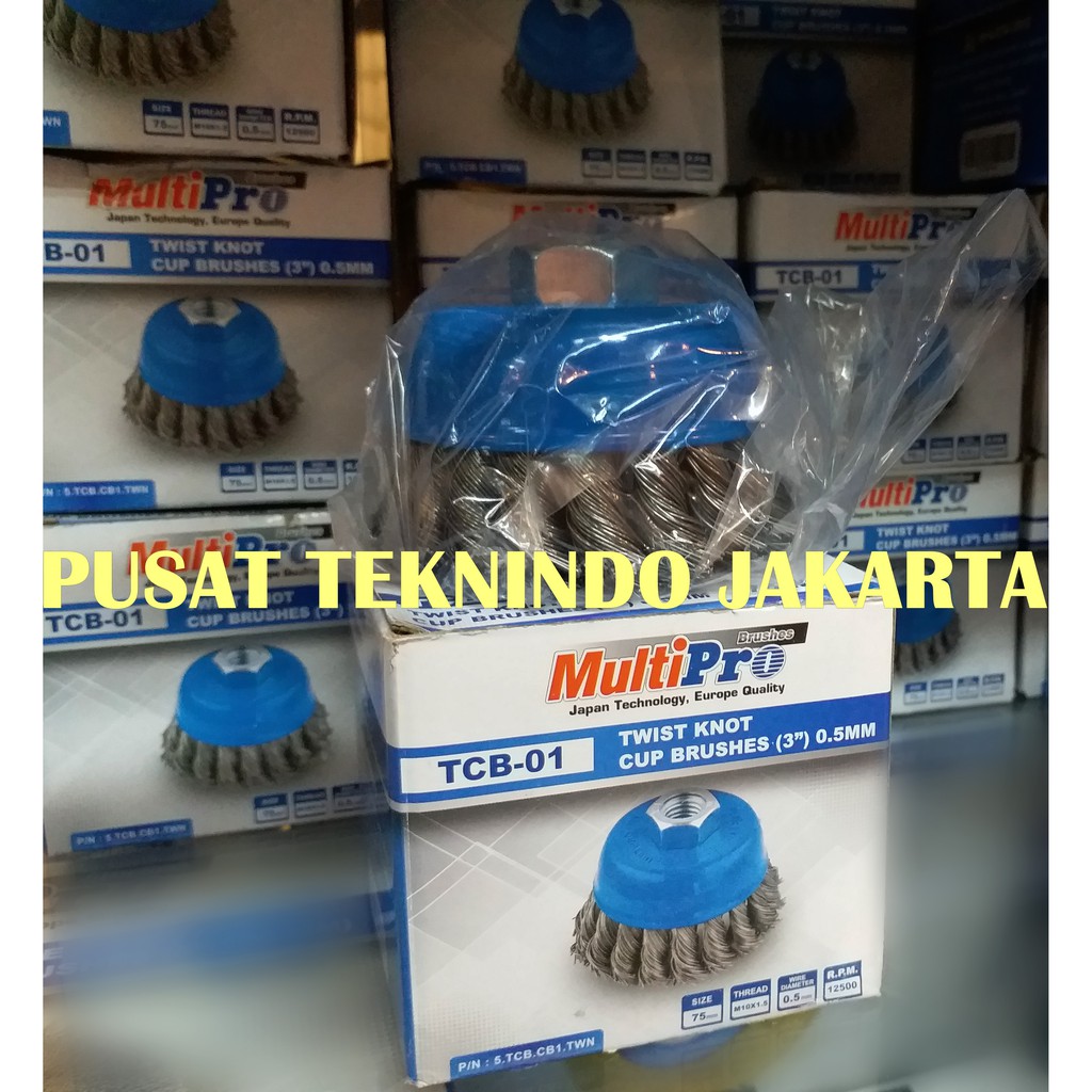 Sikat Mangkok Kawat Kepang Baja Multipro Tcb-01 / Tcb01  3 75mm Mata Gerinda Cup Brush Sepert Union