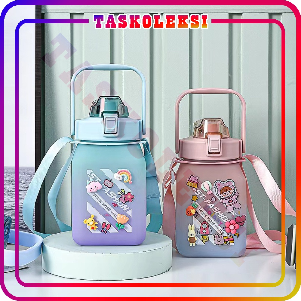 ☛TK☚ Botol Gemoy Kotak Gradasi Viral 1300 ML Free Stiker Random dan TALI R745