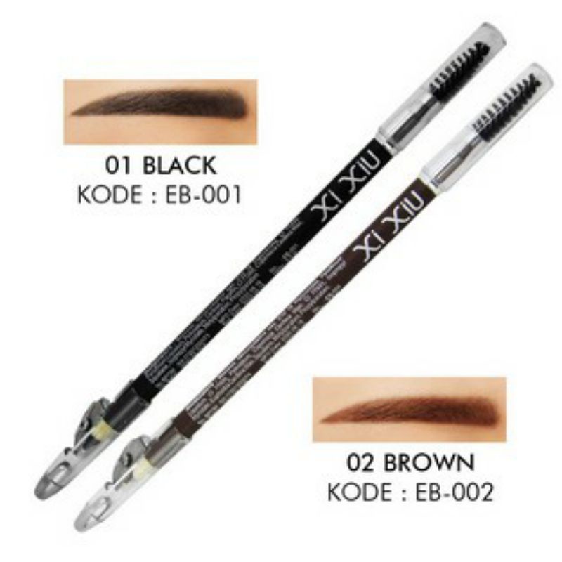 XI XIU Eyebrow Pencil | Black | Brown | Xixiu Pensil Alis Hitam | Coklat | Eye Brow 2in1