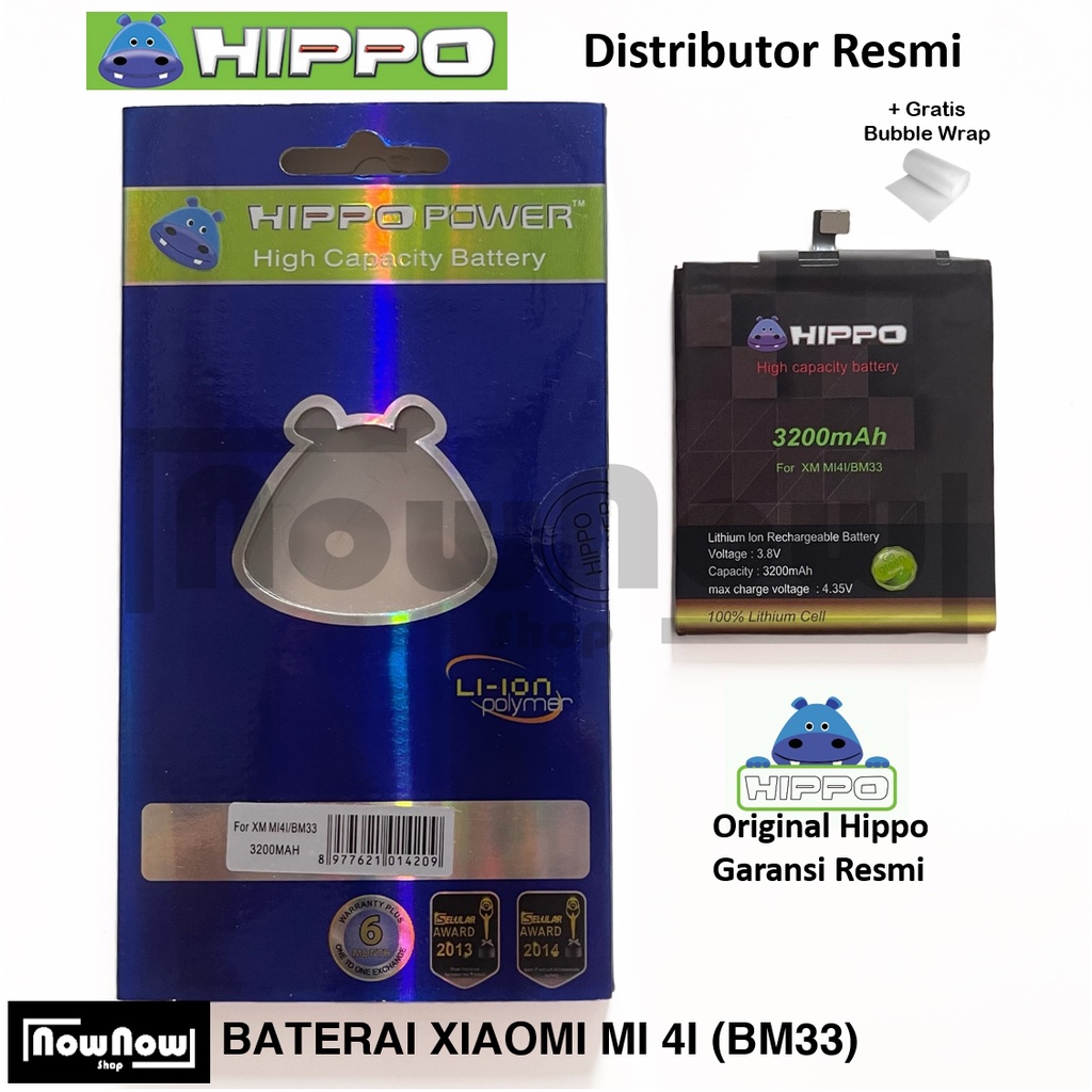 Baterai Hippo Xiaomi Mi 4i Mi4i BM33 BM 33 Original Batre Batrai HP Garansi Resmi