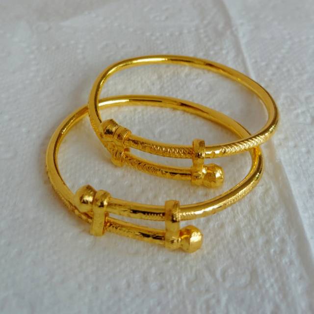 Gelang Bayi Lapis Emas Kuning 24k isi 2