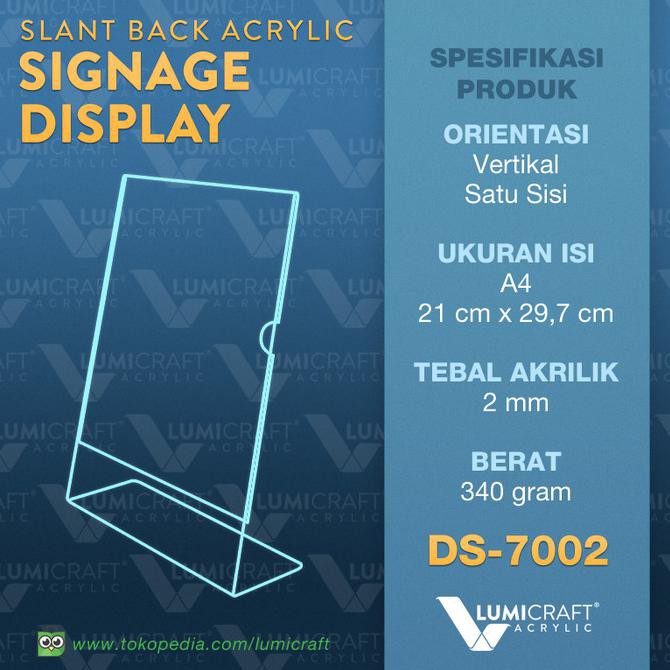 

Signage Display/Stand Acrylic/Akrilik Slant Back Vertikal - A4 1 Sisi SHOPEE MURAH