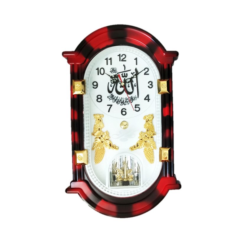 Jam Dinding Nuansa Muslim Kaligrafi Melody Rotary 36cm Coklat Free Baterai
