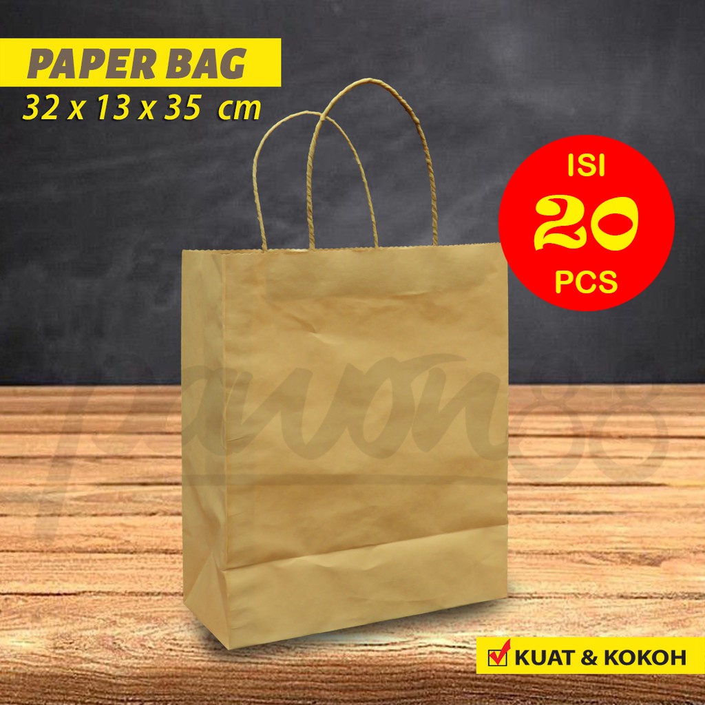 

Paper Bag Polos - Paper Bag KRAFT COKLAT - 32x13x35 cm (20 pcs)