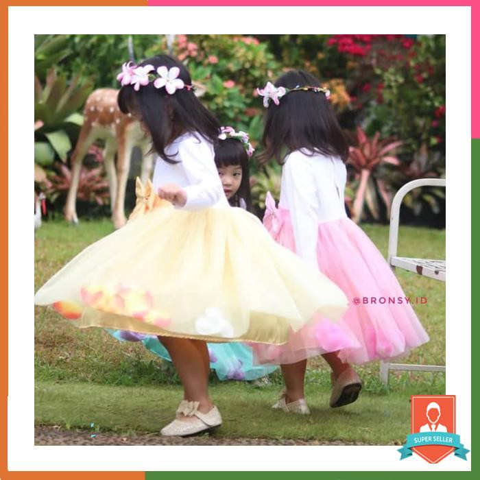 DRESS ANAK /GAUN PESTA/BRONSY /LENGAN PANJANG/ ANAK/GOLD
