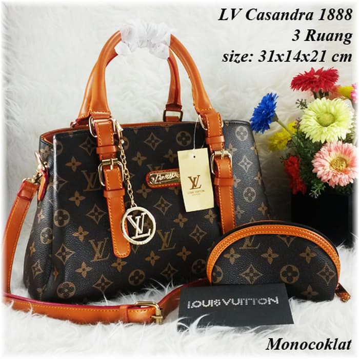 TAS WANITA CEWEK FASHION UNIK KEREN IMPORT LV Casandra 1888 Set Dompet V828E