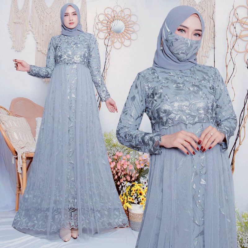 (NEW) BAJU GAMIS DRESS REMAJA WANITA DEWASA MUSLIM FULL BRUKAT BROKAT PESTA NIKAHAN KONDANGAN SERAGA