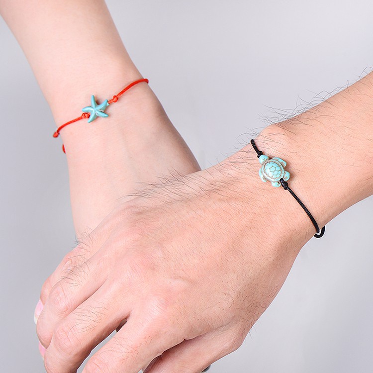 2Pcs/Set Gelang Wish Together Forever Red Thread Turtle Paired