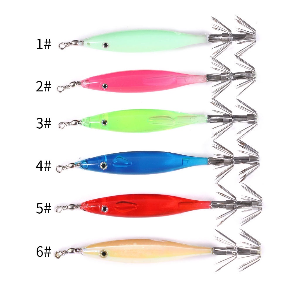 HENGJIA 15pcs Mini Squid Fishing Lure 8cm 3.6g Luminous Cumi Hard Artificial Bait Bass Tackle