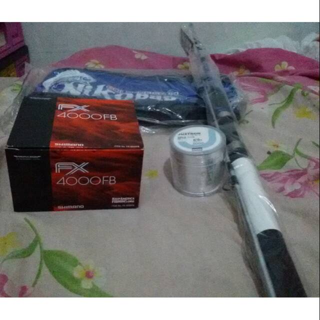 Paket pancing reel shimano dan joran carbon max drag 8 kg termurah se shoppie