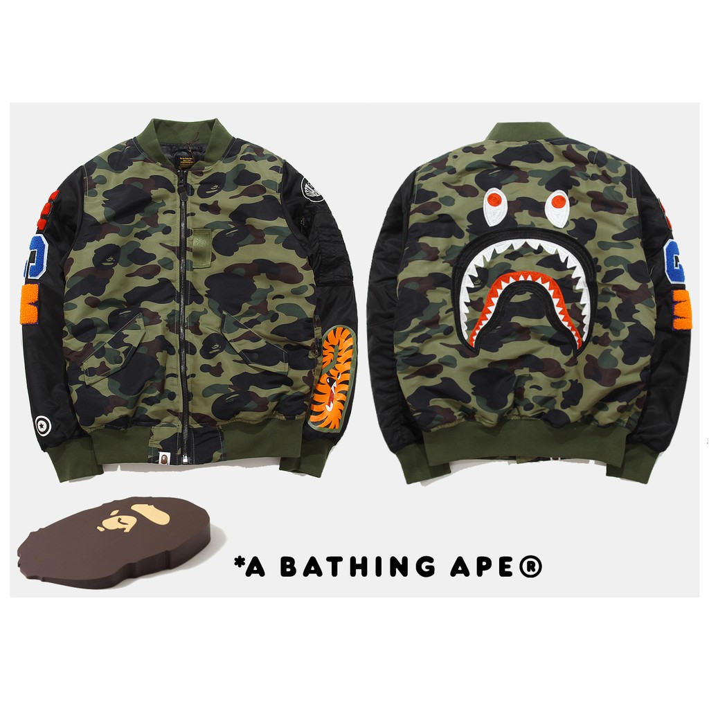 JAKET BAPE BOMBER MIRROR CAMO SHARK CLASSIC PERFECT QUALITY