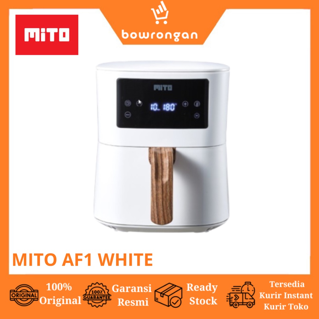 MITO Digital Air Fryer 4L Low Watt AF1 Wood Series - Putih / Tosca / Pink