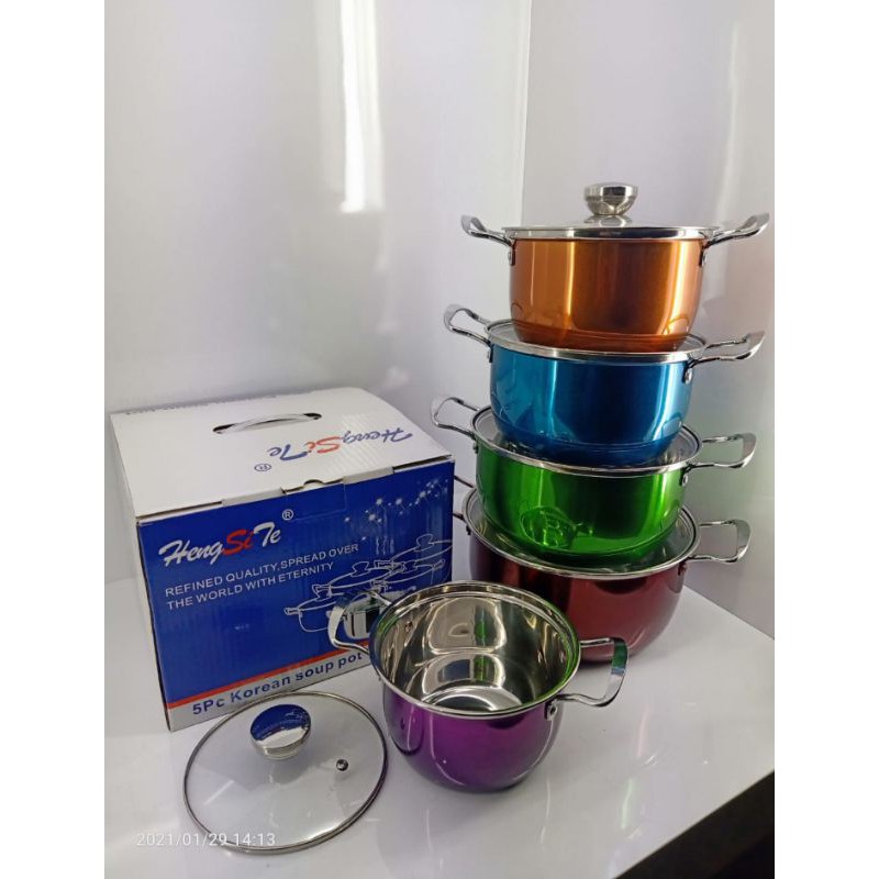 Korean Soup Pot / Panci Set Stainless Warna