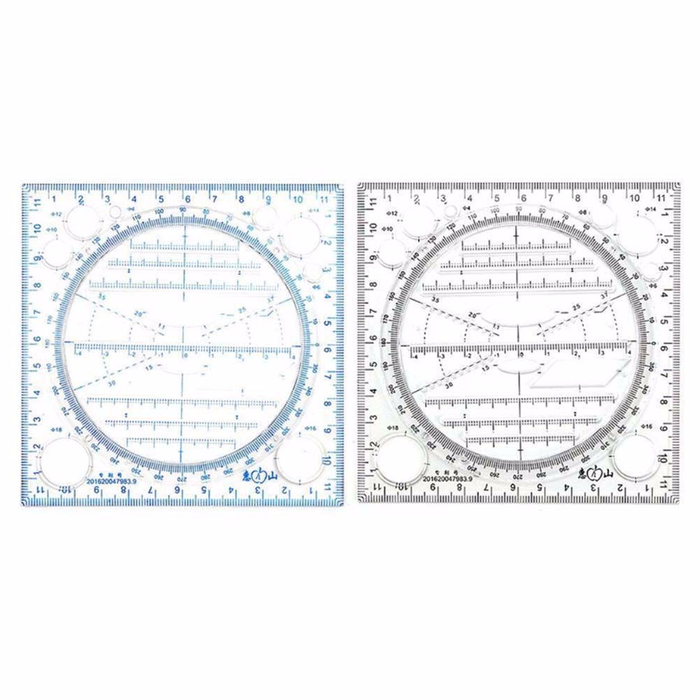 ELEGANT Children Multifunctional Drawing Ruler Construction Scale Geometric Drawing Template Springhall Angle Ellipse Art Design Ruler Design Drawing Ruler Geometric Function 3D Figure Ruler School Accessories Circle Maker Drawing Ruler/Multicolor