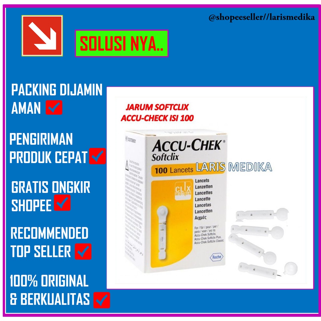 Blood Lancet Accu-Chek Softclix / Lancets Softclix Accu Chek Isi 100 Jarum Accuchek Lancet Accu Chek