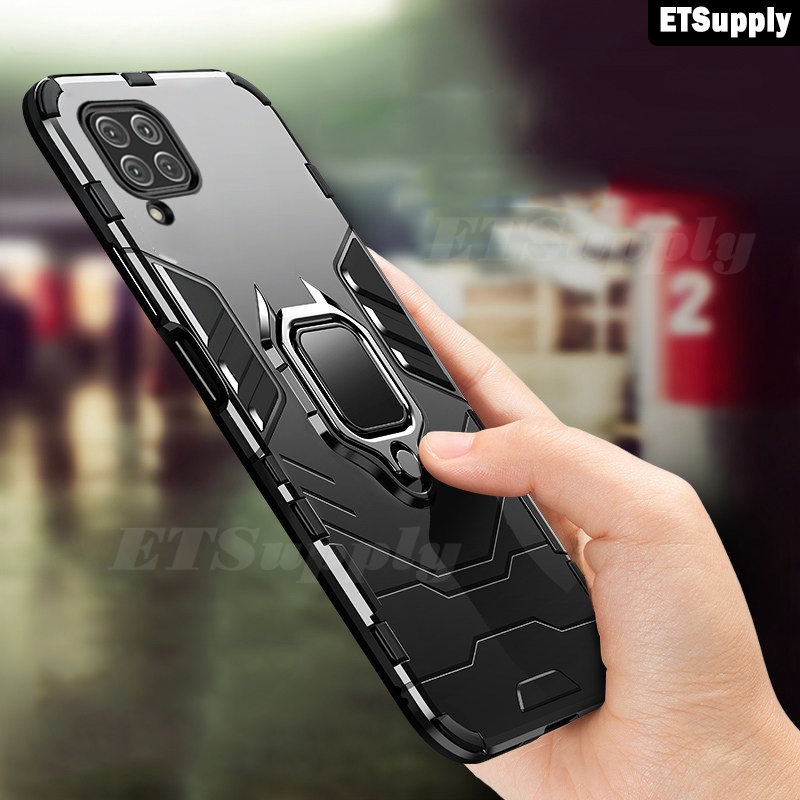 ETS Cover Untuk Samsung Galaxy A12 Magnetic Case Silicone Armor Ring Case Perlindungan Penuh Casing 
