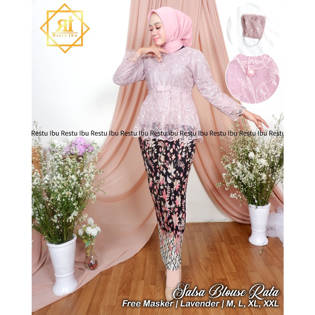 set kebaya SALSA BLOUSE RATA/setelan kebaya tulle salsa/kebaya mezaluna/kebaya wisuda/kebayatermurah