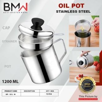 Oil Pot Saringan Minyak Stainless 1200 Ml Tempat Minyak 12CM Serbaguna