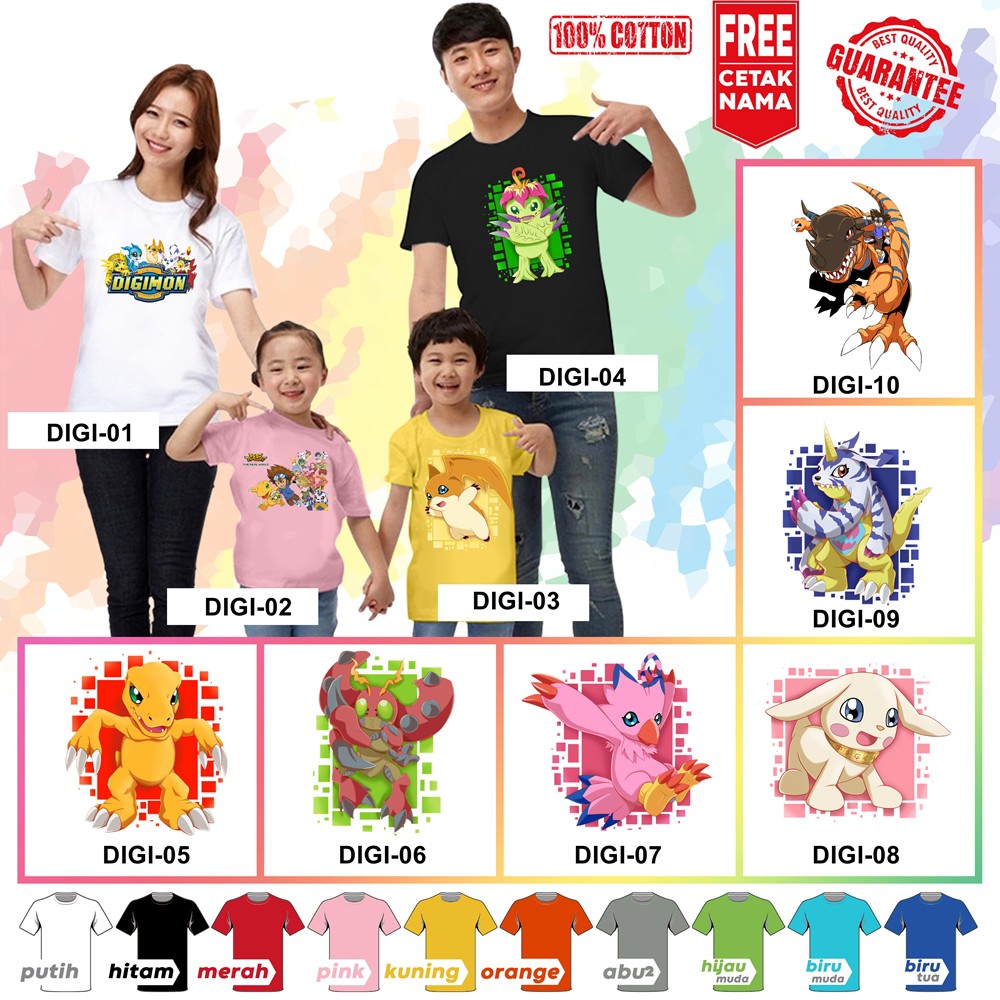 [FREE NAMA!!] Baju Kaos ANAK DAN DEWASA DIGIMON BANYAK MOTIF