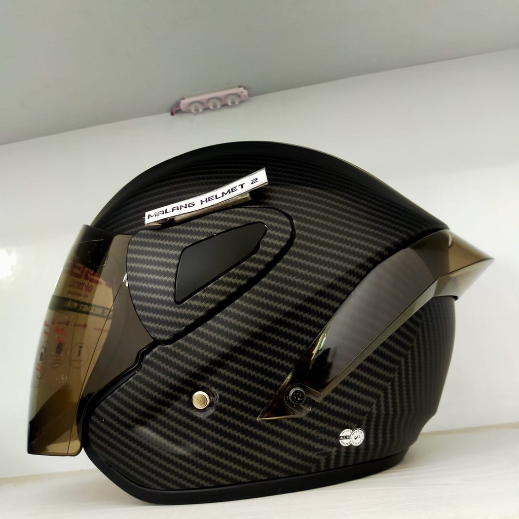 Helm Half Face MVStar Windtail Carbon Black Doff (Ongkir Termurah 2kg)