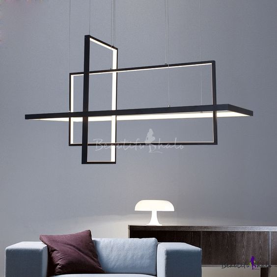 LAMPU GANTUNG HIAS MODERN MINIMALIS LED LIGHTS KOTAK UNTUK DEKORASI RUANG TAMU, RUANG MAKAN, KELUARG