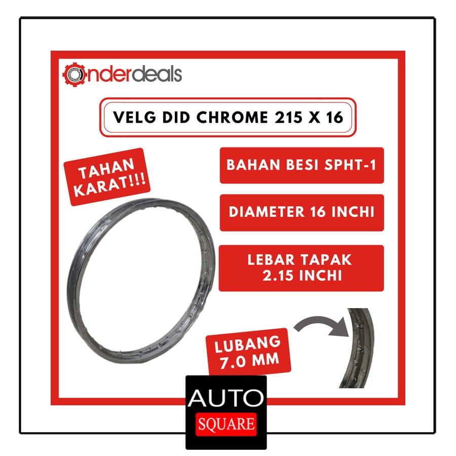 (NEW) DID Velg Motor Lebar 215 Diameter Ring 16 Chrome