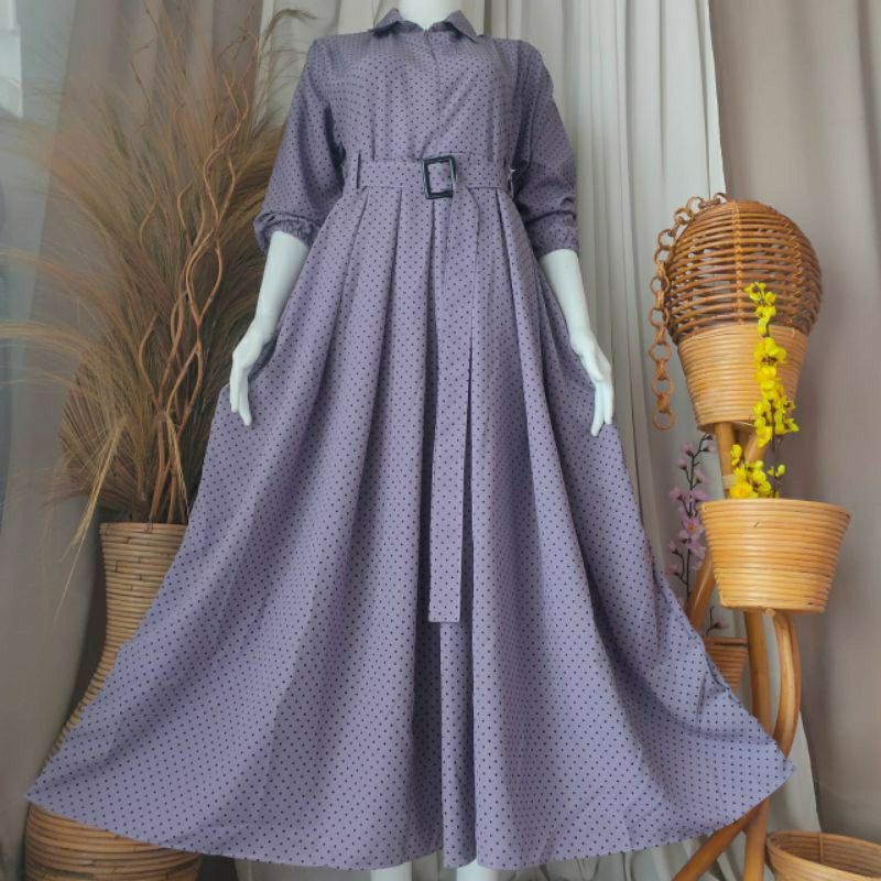 GAMIS REMAJA MONALISA KLOK KERA KECIL MOTIF POLKADOT TERBARU TERLARIS GROSIR